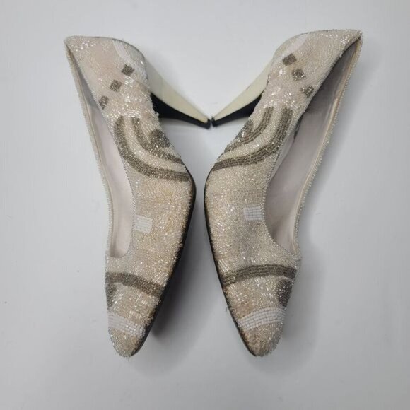 Vintage 1980s J. Renee Beaded Formal Wedding High Heels size 9 M - Picture 7 of 16